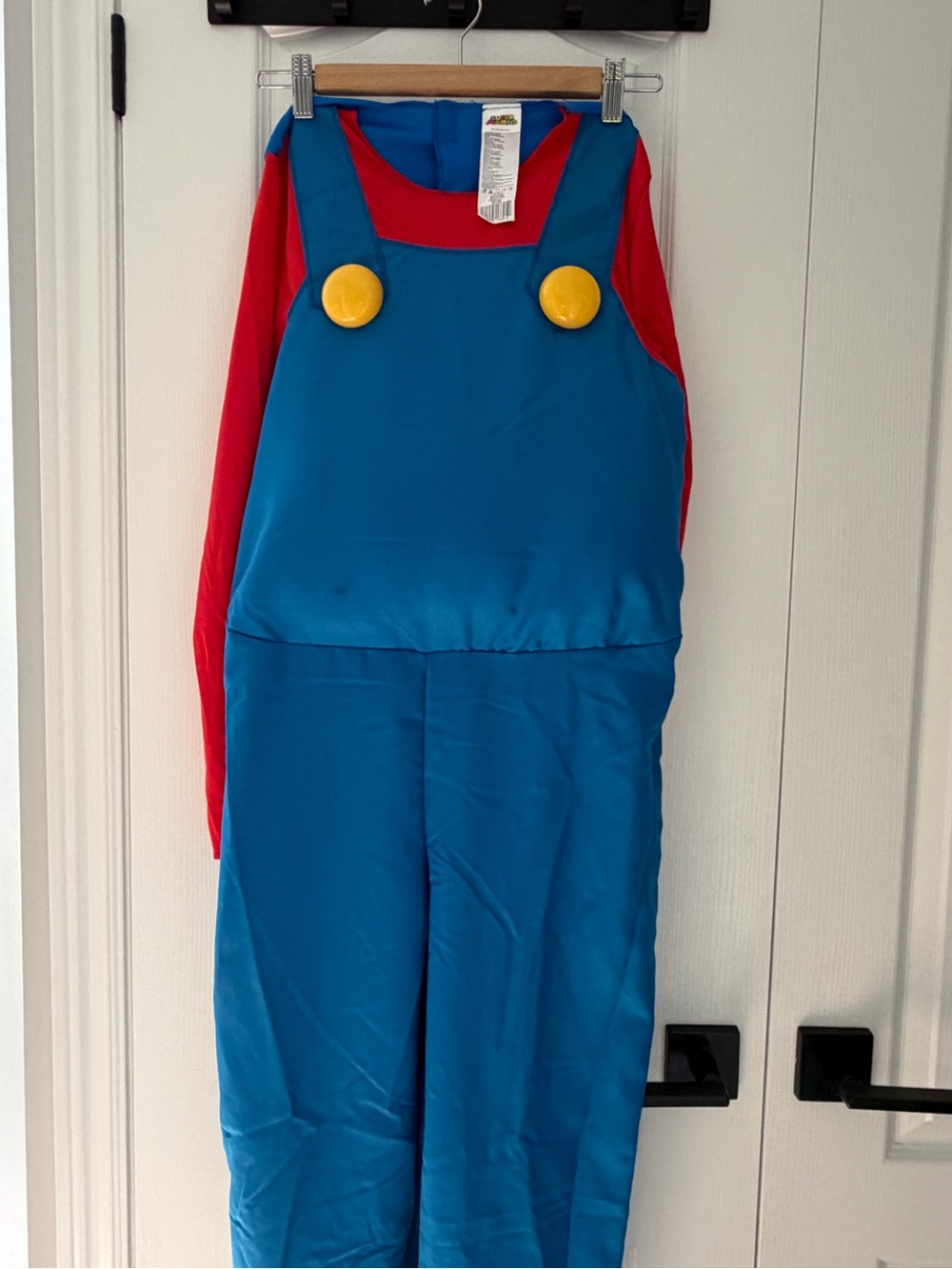 Super Mario Superhero Overalls Costume with Yellow Buttons